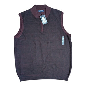 Men's Roundtree & Yorke - Big Man - Size XLT 1/4 Zip Sweater Vest - Burgandy-NWT